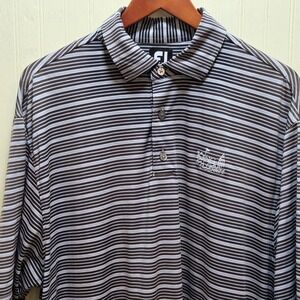 FootJoy King & Bear Golf Polo Shirt Mens XL Brown Striped Short Sleeve Polyester